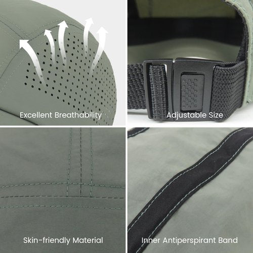 KOPHINOOR Khaki Baseball Cap Cooling Hat, Reflective Golf Running Hat for Men Women, Foldable Performance Hat Outdoors
