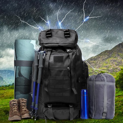 Goaste 100L Camping Hiking Backpack, Molle Military Tactical Rucksack, Waterproof Large Travel Daypack, Adjustable Survival Hunting Sports Bag for Men and Women Hiking, Camping, Touring(Black)