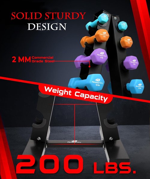 Dumbbells Storage Rack Neoprene Dumbbells Weight Rack - 2.0MM Thickness Weight Organizer Stand for Home Gym - Easy Assembly