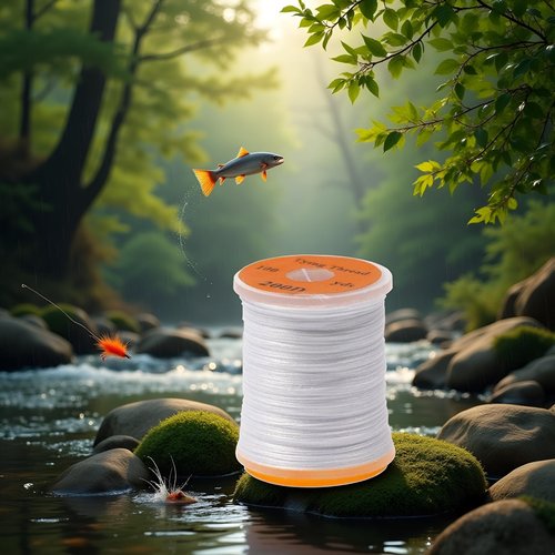White 100Yard 200D UV Big Fly Thread Premium Strong Fly Tying Thread Spool Salmon Bass Flies Tying Thread Material Fluorescent Hunting and Fishing