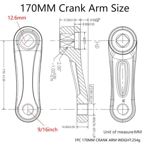 Alps2Ocean Universal Bike Crank Arm,152mm/160mm/165mm/170mm/175mm Left Crank Arm,Crank Arm Left Available in Diamond Hole and Square Hole for City Bike,Folding Bike,MTB,Ebike,Road Bike,Exercise Bike