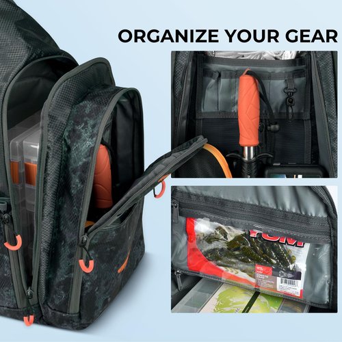 KastKing Pond Hopper Fishing Sling Tackle Storage Bag with 2 Tackle Boxes, Lightweight Sling Fishing Backpack-Sling Tool Bag for Fishing Hiking Hunting Camping,17.7X 12.6X 6 Inches