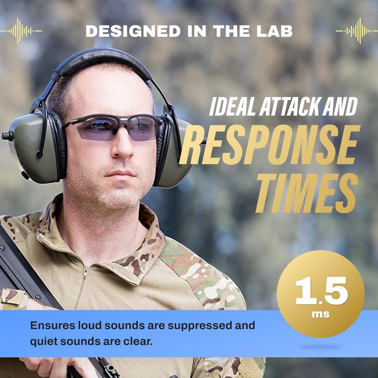 Pro Ears Gold II 30 Electronic Hearing Protection, Military Grade Tactical Ear Muffs, NRR 30 DB