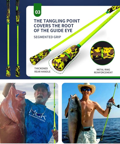 GOOFISH® Green 6'6"(195cm) Solid Nano Tech Blank Saltwater Slow Pitch Jigging Rod PE2-4 Jig 120-350g