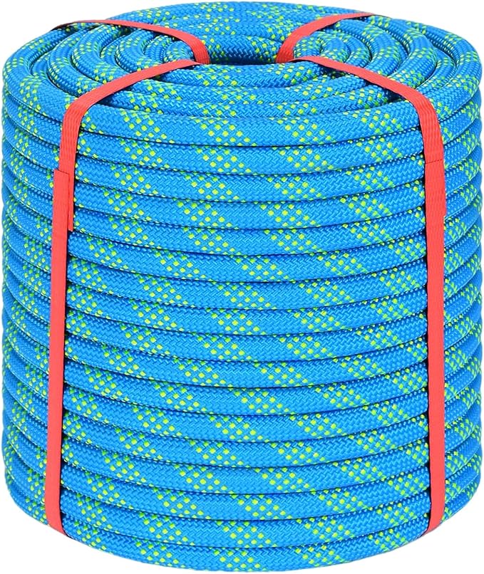 Arborist Rigging Rope - Blue 1/2 in x 200 Ft Static Bull Rope for Climbing Tree Felling Pulling Various Outdoor Applications Construction Swing Sailing