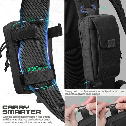 LIVANS Tactical Backpack Accessories Pouch, Molle Accessories Shoulder Strap Attachment Pouches Utility EDC Phone Pouch Sport