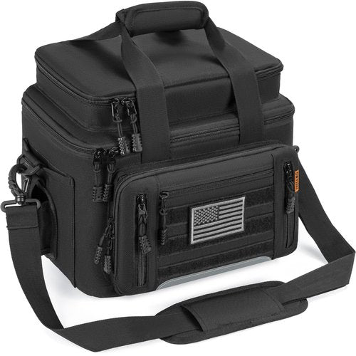 FREEAMG Fishing Tackle Bags - Saltwater & Freshwater Fishing Bag - Padded Shoulder Strap Fishing Bags - Gear Storage for Tackle Box (Black) (Does not come with box)