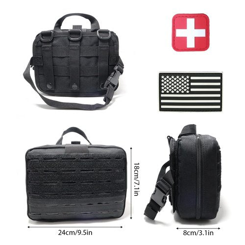 Tactical Large Capacity Admin Pouch Molle EDC EMT Utility Pouch Expandable Modular Accessories Organizer Medical Pocket (Black)