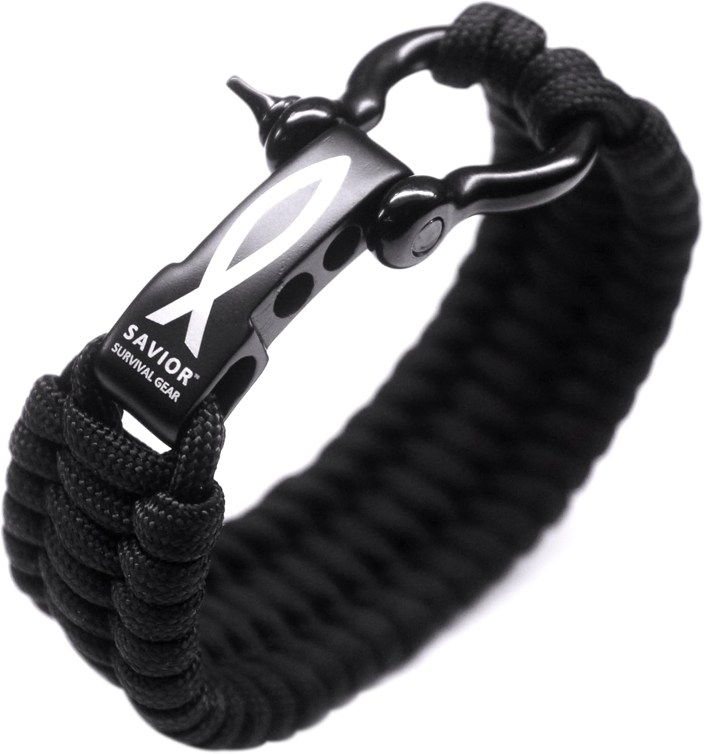 Savior Survival Gear Paracord Bracelet with Stainless Steel Adjustable Shackle