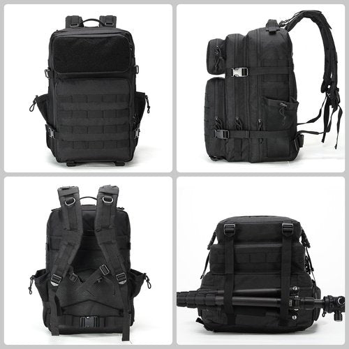 gracedon Military Tactical Backpack for Men and Women Army Camping Daypack Bug out Bag 45l Asault Pack for Travel Hiking (Black)