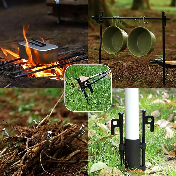 12 Pack Tent Stakes Heavy Duty Metal Tent Pegs for Camping Steel Tent Stakes 16 inch Unbreakable and Inflexible