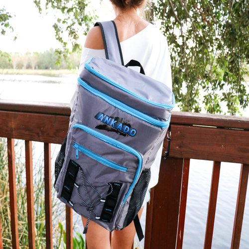 Ankado Insulated Cooler Backpack, 36-Can Capacity, Leakproof & Waterproof, Seamless hot Pressing Inside, Lightweight and Durable Design. Perfect for Beach, Camping, Travel (Grey)