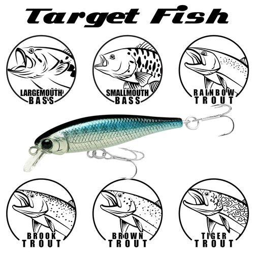 LUCKY CRAFT Pointer 48SP, 830 Ghost Ayu, Freshwater Lake Bass Fishing Lure, Jerkbait, Silent, Suspend, Fishing Gear, Fishing Accessories, Fishing Tackle, Trout, Perch