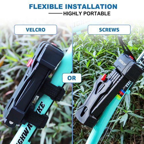 INTEKIN Compact Folding Bike Lock, Heavy Duty Bicycle Lock with 3 Keys and Mount, Lightweight Foldable Chain Locks for E-Bike, Motorcycles, Scooters - 75cm (30 in)