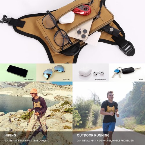 Lorpect Sports Chest Bag, Lightweight Running Chest Pack, Running Vest Bag With Phone Holder For Workouts Running
