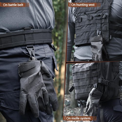 LIVANS Molle Belt Clip Key Holder Tactical Battle Belt Plate Carrier Vest Attachment Clip for Hanging Keys or Gloves, Universal Fit Molle Accessories Clip |T-Mount Clash Hook, Include Z-Buckle(B-1)