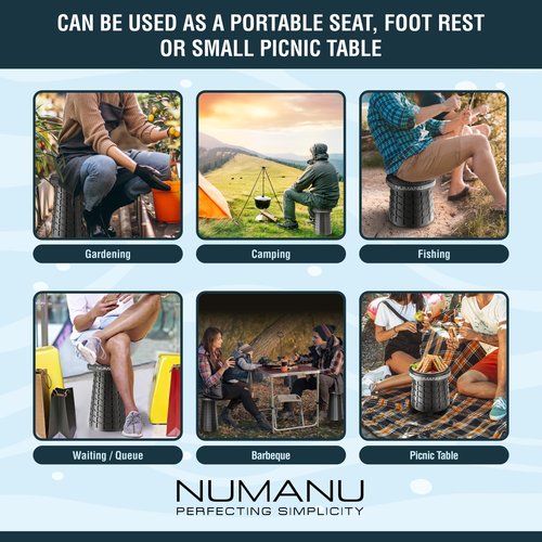 2025 Upgraded XXL 19.7" Collapsible Stool with Cushion & Carry Bag | 1000lbs Max Weight, Heavy Duty Portable Retractable Teselcopic Seat Folding Chair or Travel Footrest - Gift for Camping & Outdoors