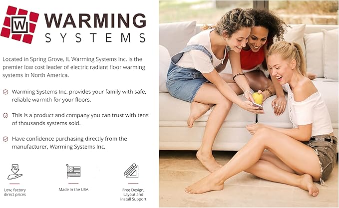110 Sqft Mat, Electric Radiant Floor Heating System with Digital Floor Sensing Thermostat, Includes 2 Floor Temperature Sensors and Installation Monitor, Heated Floor System, Radiant Floor Heating Mat