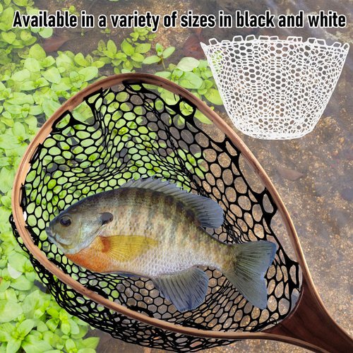 Alwonder Fishing Nets Silicone Replacement Netting, Clear Black Fly Fishing Net Landing Kayak Nets Without Handle for Freshwater Saltwater Foldable Soft Flexible Trout Net Silicone Mesh W3525