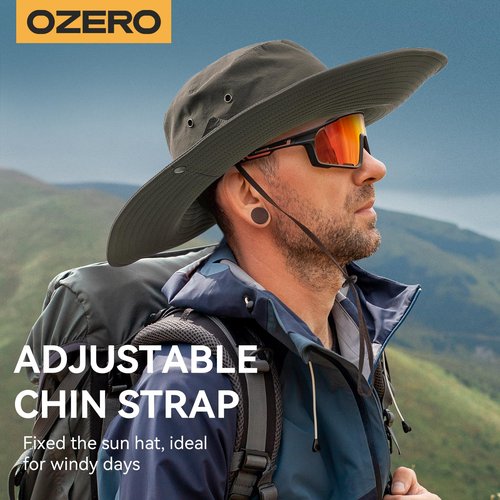 OZERO Sun Hats for Women: Gardening Hat Wide Brim Beach UV UPF Sun Protection - Breathable Cotton Outdoor Travel Hiking Beach Summer Hat with Fold-Up Brim, Green