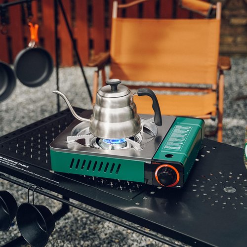 ONLYFIRE Butane Stove with Carrying Case, Portable Camping Stove, 13.5x11in Compact Backpacking Camp Stove for Camping, Hiking, RV Trip, Breakfast, Hotpot and Emergency, 6900BTU, Green GS347