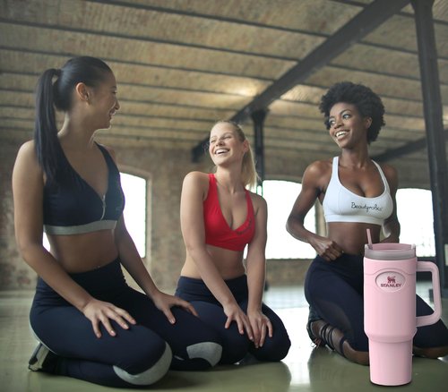 Silicone Boot for Stanley Cup 40 oz Tumbler Sleeve Accessories & Replacement 12” Straw Set Compatible for Stanley Case Quencher with Handle Full Body Protector Case (Pink)