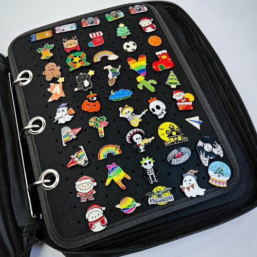 miiinaps Black 6 Binder Enamel Pin Display Bag,Pin Books For Collectors,Pins Board Storage Organization Box Can Holds Pins, Brooches,Paper Clips,Sports medal.(Black 6 Binder,Without Accessories)