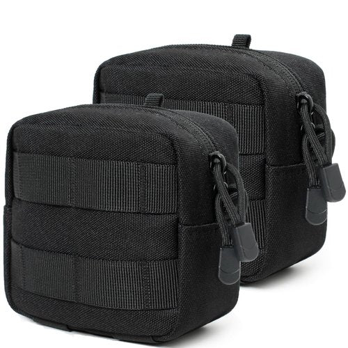 2 Pack Mini Tactical Molle Compact Ammo Pouch - General Purpose Admin Pouches Small Admin Molle Pouches EDC Tool GP Pouch Bag Horizontal Utility Multi-Purpose Waist Belt Bag(Black)