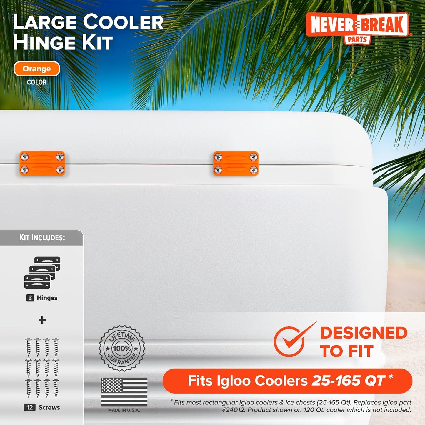 NeverBreak Parts - 3 Pack Igloo Cooler Replacement Hinges, High Strength Igloo Cooler Replacement Parts, Flexible Igloo Cooler Parts