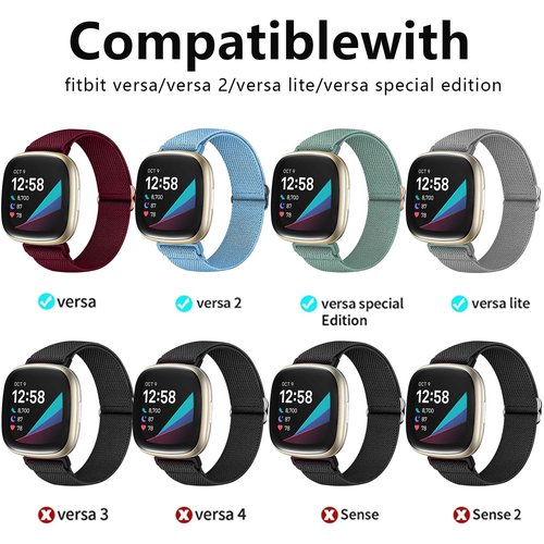 10 Pack Bands Compatible with Fitbit Versa 2 Bands/Fitbit versa 2 bands for women/Fitbit Versa/Versa Lite/Versa SE,Soft Adjustable Nylon Sport Band for Fitbit Versa Smart Watch Women Men