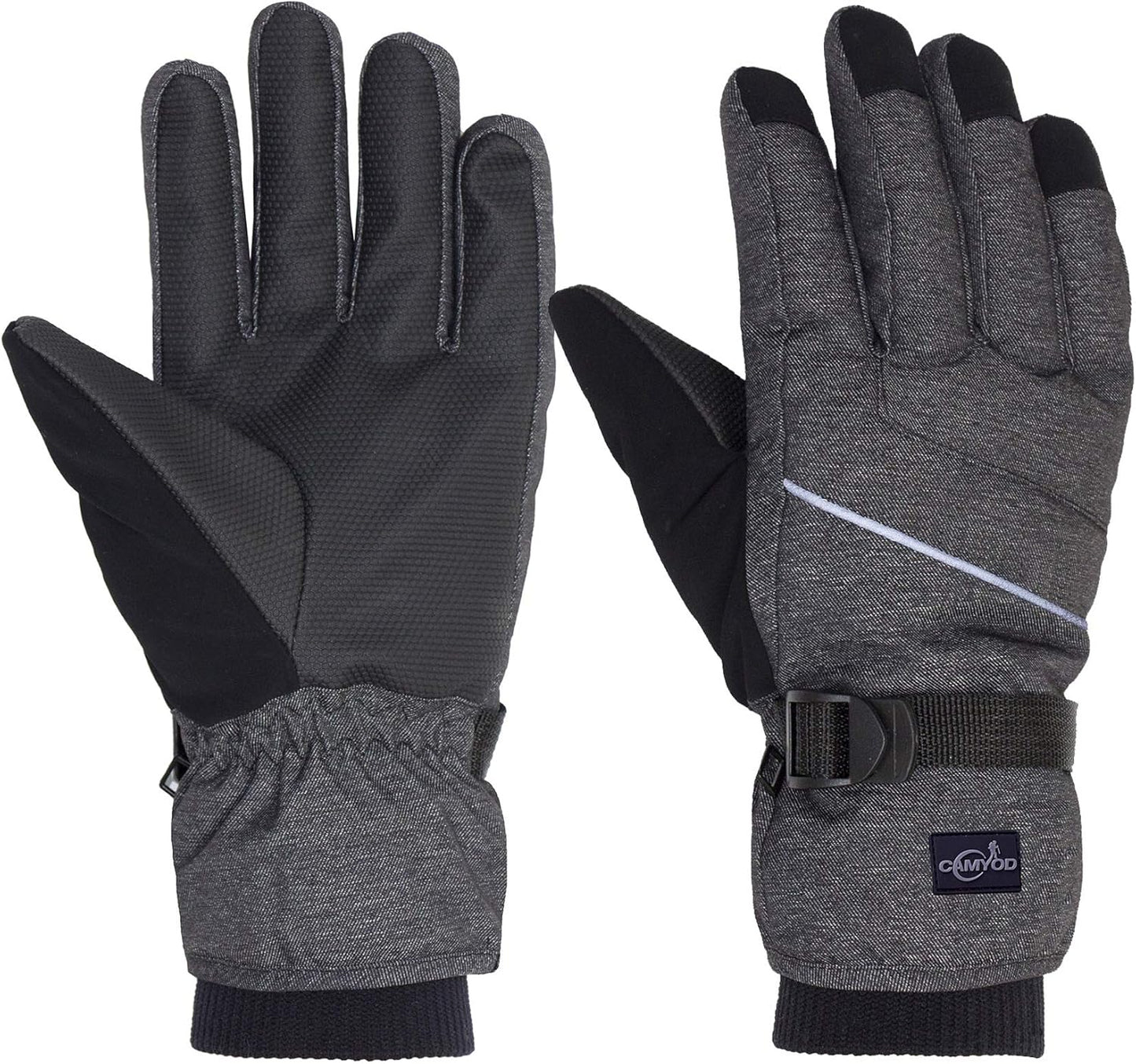 Waterproof Ski Snowboard Gloves with 3M Thinsulate,Zipper Pocket, Air Vent, Cold Weather Gloves for Men