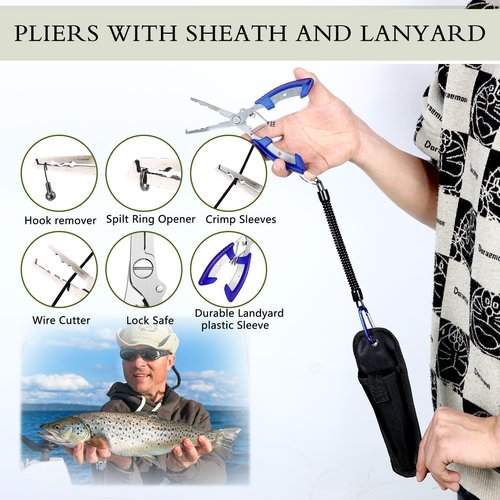 397 Pcs Fishing Accessories Kit Tools Include Backpack Fishing Tackle Box with Hooks Weights Sinkers Spinner Blade Gear(Simple Style,Khaki)