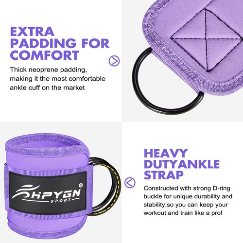 Ankle Bands for Working Out with Cuffs, Resistance Bands for Leg Butt Training Workout Equipment for Kickbacks Hip Gluteus Training Exercises, Exercise Bands for Strength Training, Yoga, Pilates