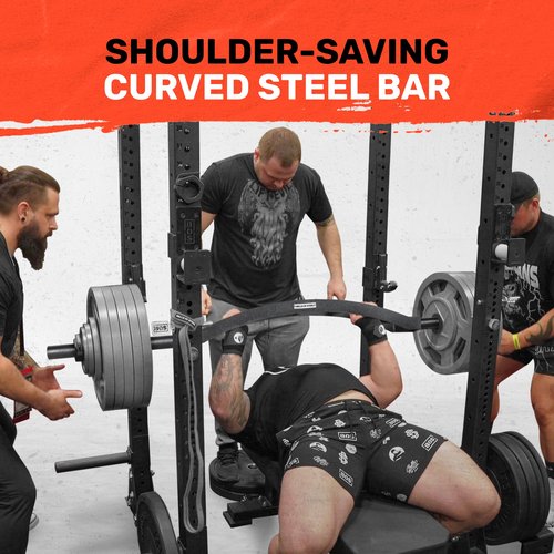 Arch Nemesis Swiss Bar [Bells of Steel] New Version, Cambered Bench Press for Tricep and Cable Attachment, Multi Grip