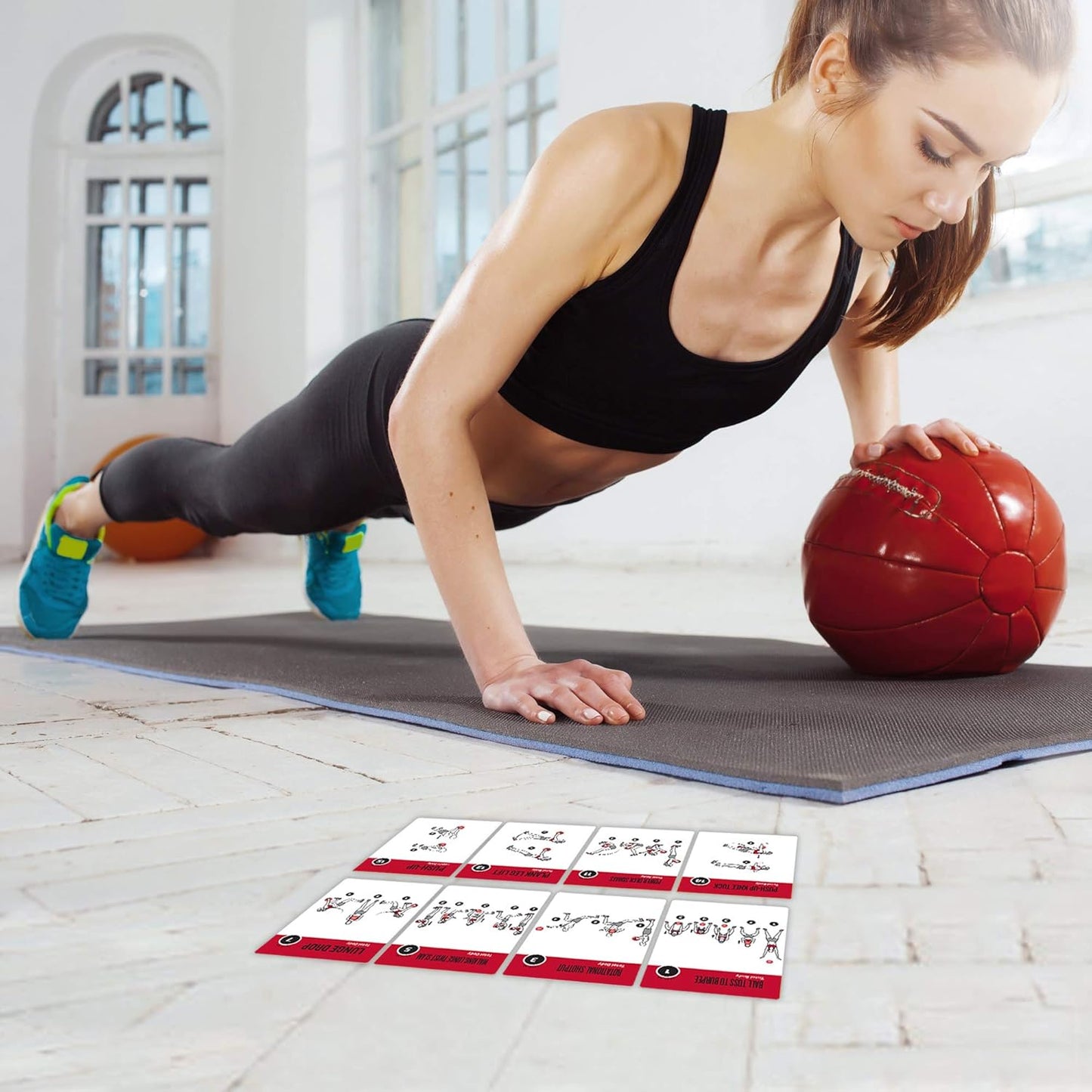 NewMe Fitness Yoga Pose Workout Cards, Instructional Fitness Deck for Women & Men, Beginner Fitness Guide to Training Exercises at Home or Gym