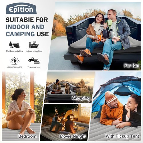 Epltion Tesla Cybertruck Bed Air Mattress with Pump-Custom Fit for 2024-2025 Cybertruck Accessories Mattress Portable for Home,Tent,Camping & Guests, Travel,-800lb Weight Capacity