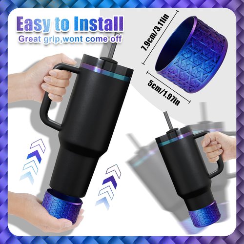 UBEEKOO Silicone Boot for Stanley Quencher 40 oz & IceFlow 30 oz Tumbler, for Stanley Black Chroma, Cup Sleeve Boot with Chameleon Gradient Surface for Stanley Accessories,Blue