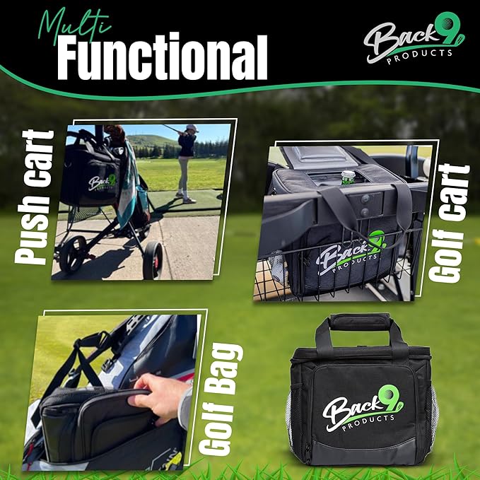 Golf Cooler Bag with Magnetic Lid – 12 Can Soft Sided Insulated Backpack Cooler for Golf Cart, Bag or Camping