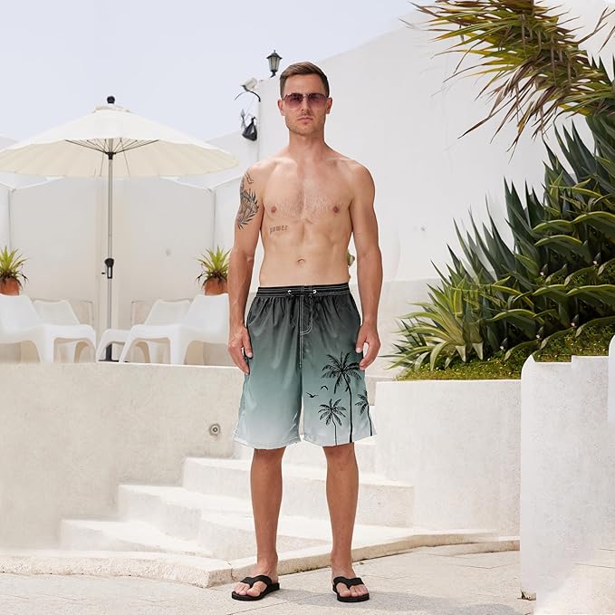 Mens Swim Trunks Quick Dry Board Shorts with Mesh Lining, Breathable Surf Beach Shorts Swimwear Bathing Suits