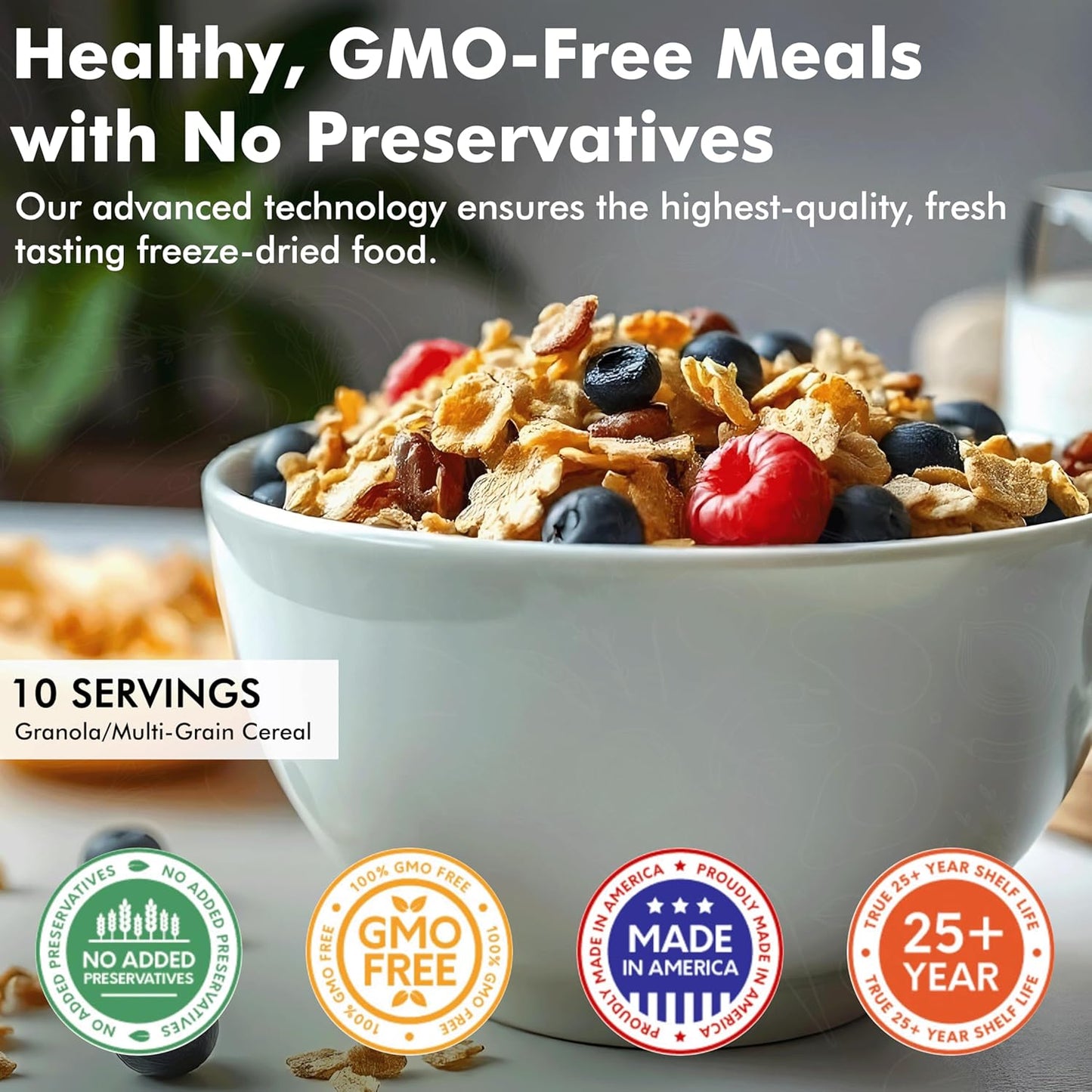 Numanna Family Pack Bucket 144 Servings 1-Month Emergency Meal Kit | Easy-to-Prepare, Non-GMO Freeze-Dried Survival Food | Everyday Meals in Resealable Pouches | Made in USA | 25+ Year Shelf Life