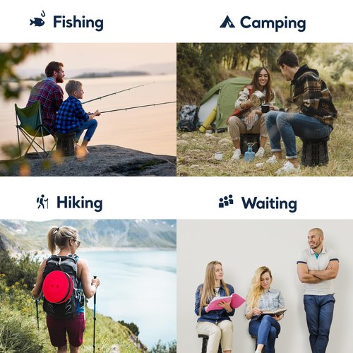Prestige Outback Upgraded Collapsible Stool 2-Pack, 620lbs Max Weight, Lightweight Yet Sturdy, Portable Retractable Foldable Telescoping Camping Stool for Adults Outdoor Fishing Hiking Travel BBQ