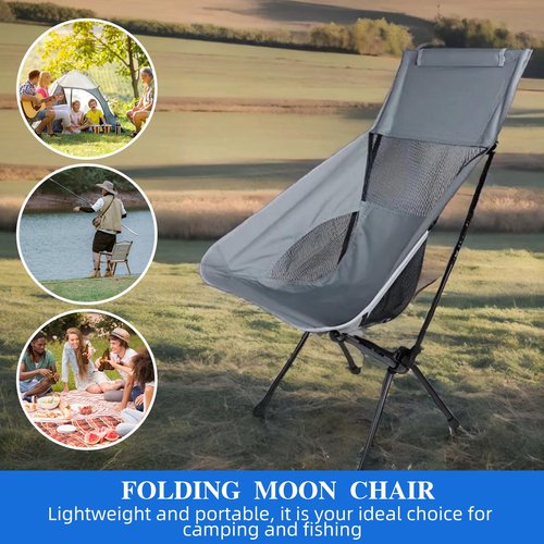 2 Pack Portable Camping Chair Backpacking Chair - Ultralight Folding Chair - Compact, Lightweight Foldable Chairs for Hiking Mountaineering, Beach-Navy Blue