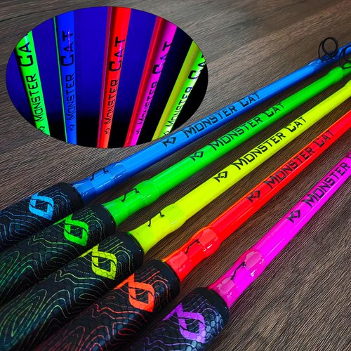 MASTER LOGIC Monster Catfish Fishing Rod - 7' Medium Heavy, 1-Piece Glow in Dark Casting Rod, S-Glass & Carbon Graphite Blend, Durable EVA Foam Super Grip, Catfish Pole for Night Fishing Green
