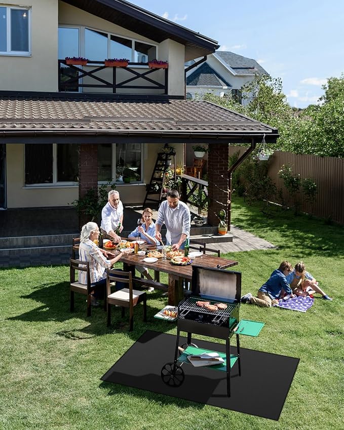 39 x 55 Inch Heavy Duty Large Under Grill Mat for Outdoor BBQ, Double-Sided Fireproof, Waterproof, Oil Proof Deck and Patio Protector, Floor Mat for Fireplace Fire Pit