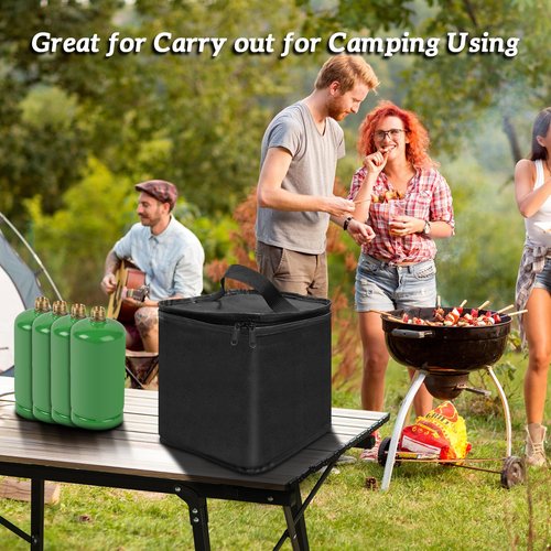 Mini Fuel Cylinder Storage Bag,for 4-Pack Refillable 1LB Empty Propane Cylinder Tank Cover,Gas Tank Protective bag,600D Oxford Fabric,Mini Tank Accessories,for Outdoor Camping,Cooking,Travel