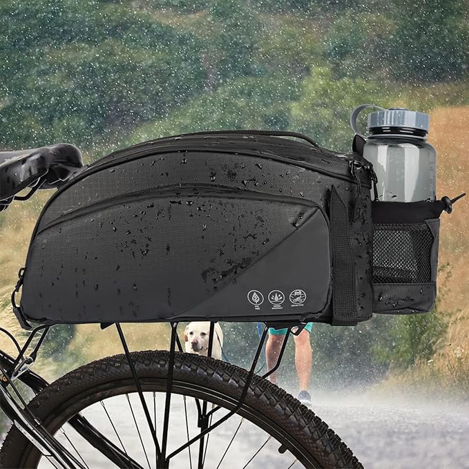 QYCHHJ Bike Rack Bag 12L Bike Trunk Reflective Rear Bag Waterproof Bicycle Saddle Panniers with Shoulder Strap Bicycle Rear Carrier Bag Commuter Bike Luggage Bag Pannier Accessories Storage Bags