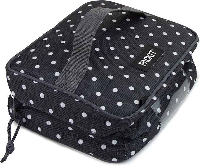 PackIt Freezable Bottle Cooler for Breastmilk and Formula, Polka Dots, Built with EcoFreeze Technology, Collapsible, Reusable, Zip Closure and Top Handle, Fits up to four, 5 oz Bottles
