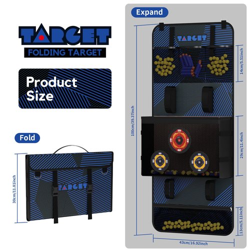 Target Multi-Function Toy Gun Storage and Practice Target, Wall or Door Organizer for Blaster Gun and Darts Ammos