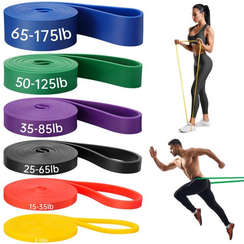 Resistance Bands for Working Out, 6 Packs Exercise Bands, Workout Bands, Pull Up Assistance Bands for Body Stretching Training Physical Therapy Muscle Training for Men & Women (6-Piece Set)
