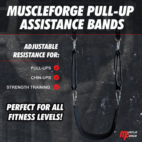 MuscleForge Pull Up Assistance Bands, Heavy Duty Assisted Pull Up Bands for Men & Women, Adjustable Resistance Aid for Chin-Ups, Strength Training, and Home Gym